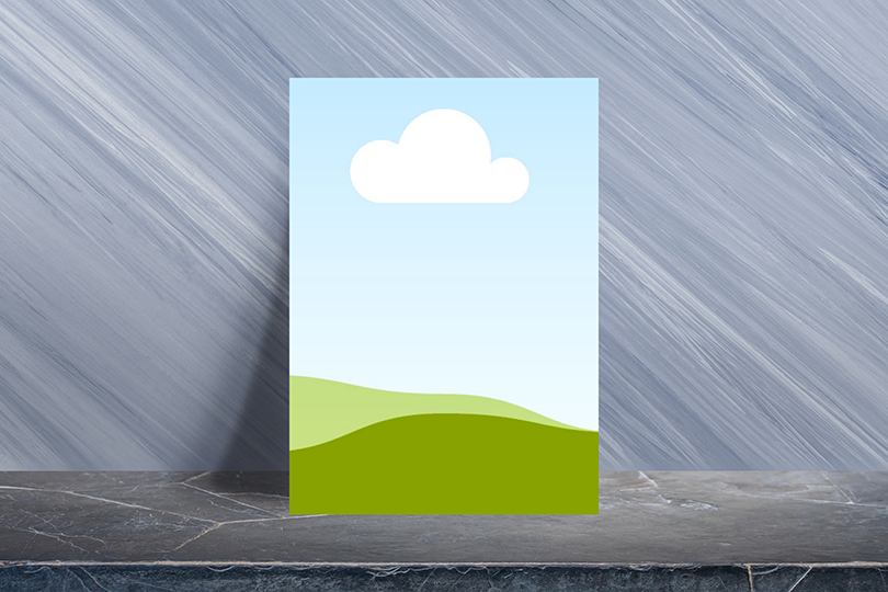 Canva Stand Poster Mockup Standing on Marble Texture Background