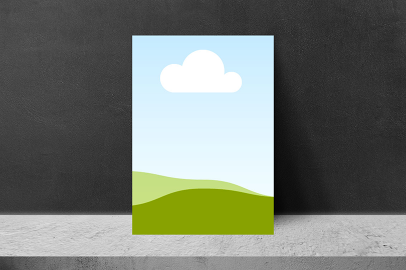 Canva Stand Poster Mockup on Black Wall Texture