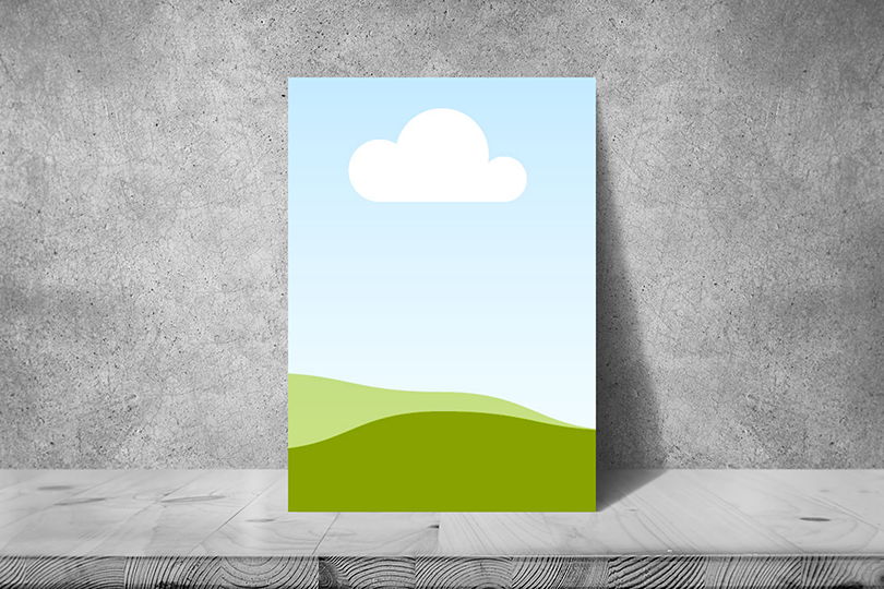 Canva Stand Poster Mockup on Concrete Wall Background