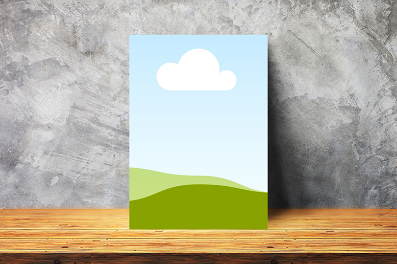 Canva Stand Poster Mockup on Plaster Wall Background