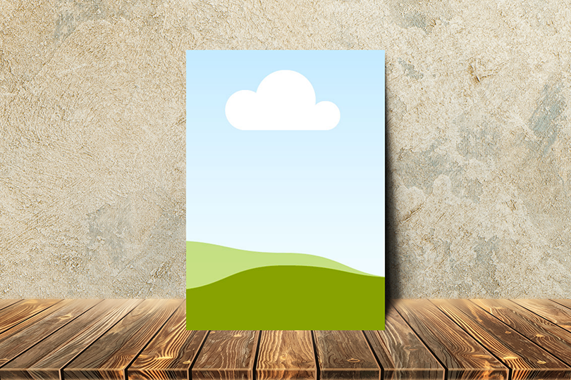 Canva Stand Poster Mockup on Rustic Background