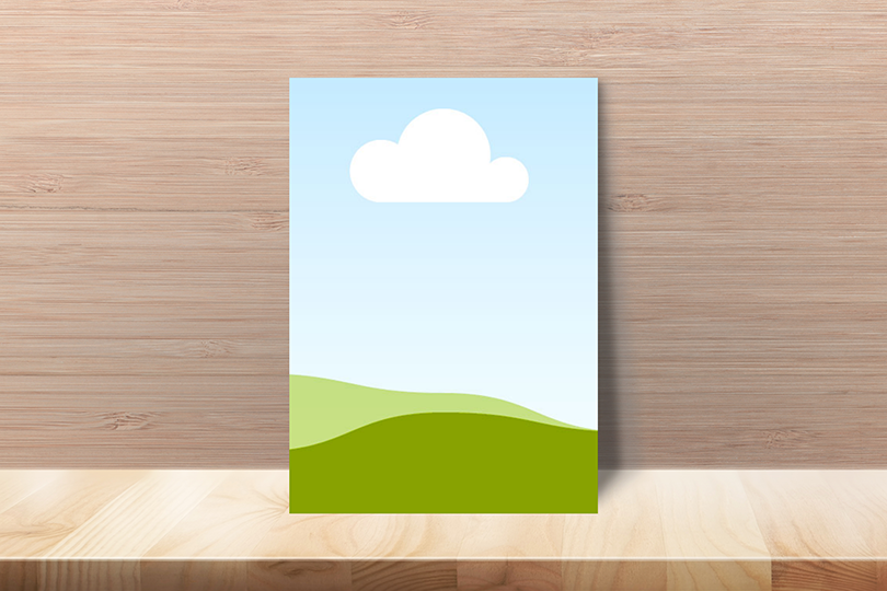 Canva Stand Poster Mockup on Wooden Podium Background