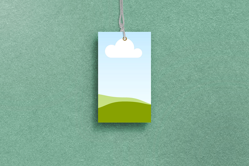 Canva Tag Mockup on Green Paper Texture