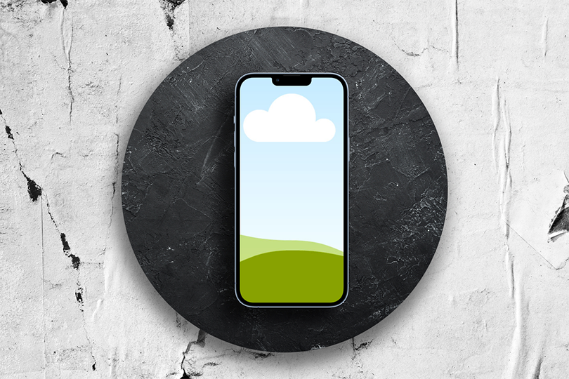 Canva iPhone 13 Pro Mockup on Black Concrete