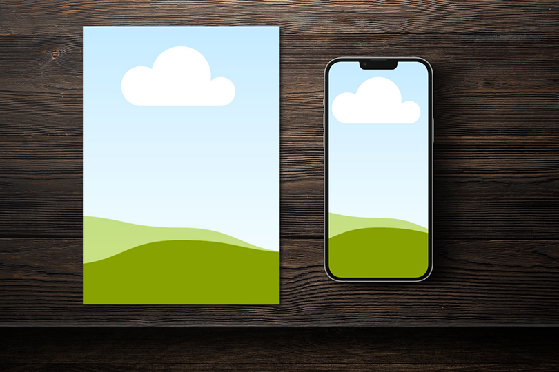 Canva iPhone 13 Pro and Paper Mockup