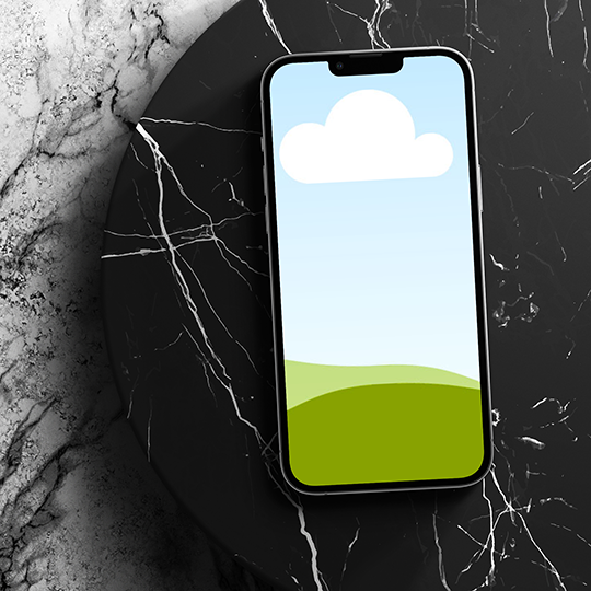 Canva iPhone Mockup On Premium Marble Podium