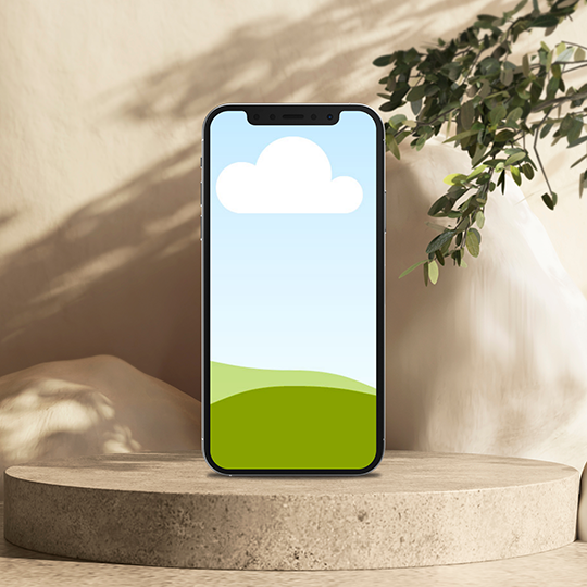 Canva iPhone Mockup On Stone Podium