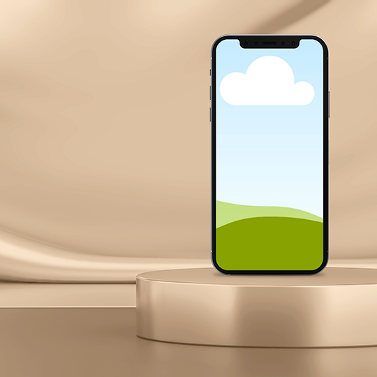 Canva iPhone Mockup on Elegant Shining Podium