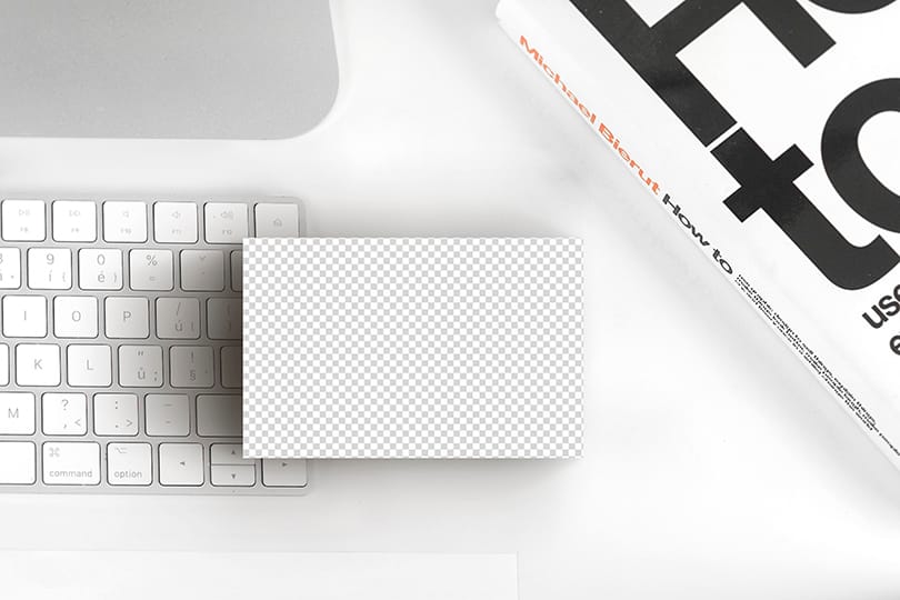 PNG Business Card On Keyboard With Book Mockup