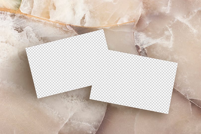 PNG Business Card On Marble Background Mockup