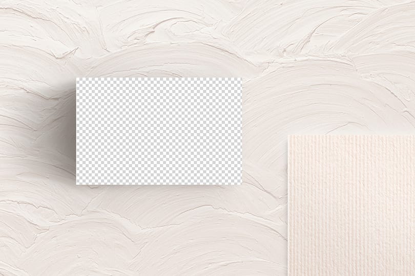 PNG Business Card On White Wall Plaster Texture Mockup