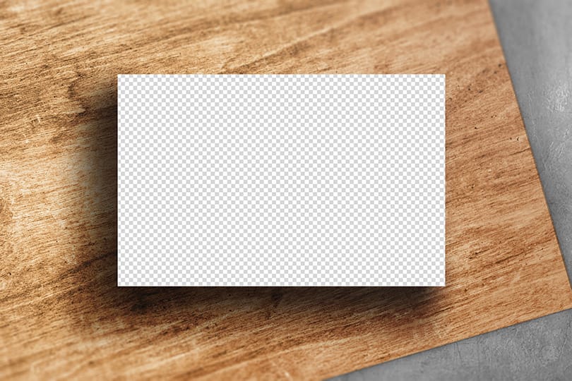 PNG Business Card On Wood Table Mockup