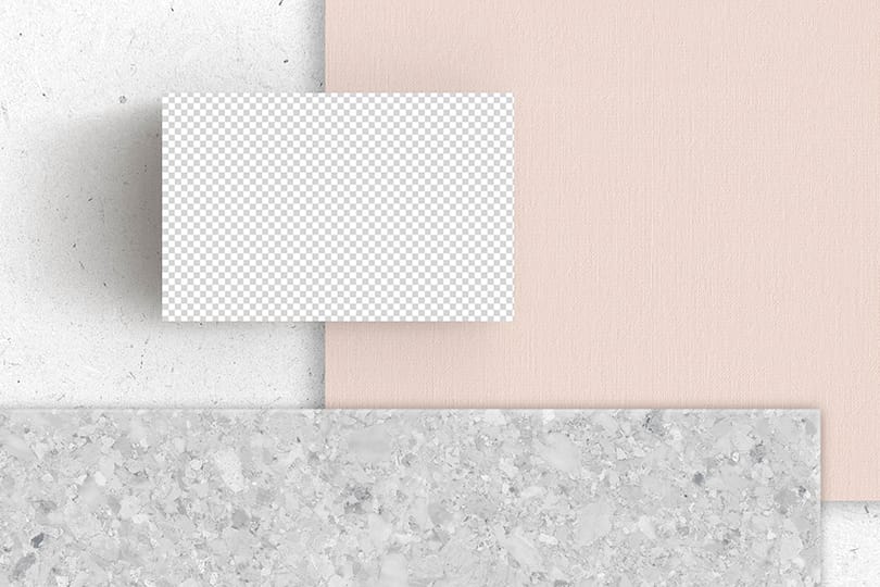 PNG Business Card Paper & Wall Texture With Marble Mockup