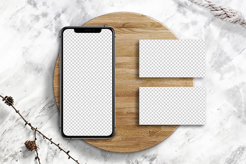 PNG iPhone X & Business Card Mockup