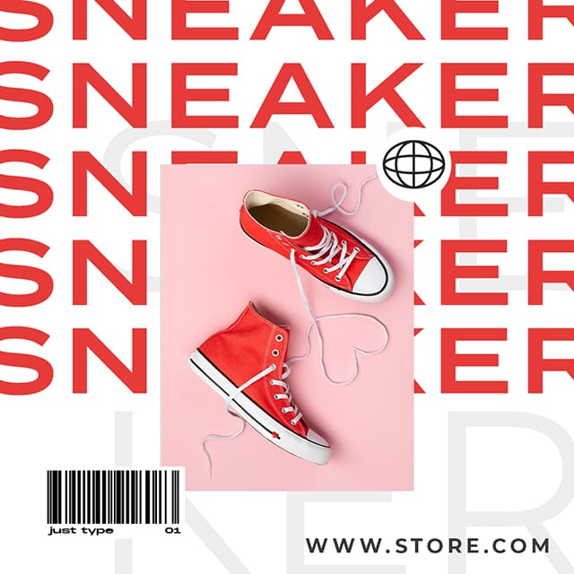 Photoshop Red Sneaker Fashion Instagram Post