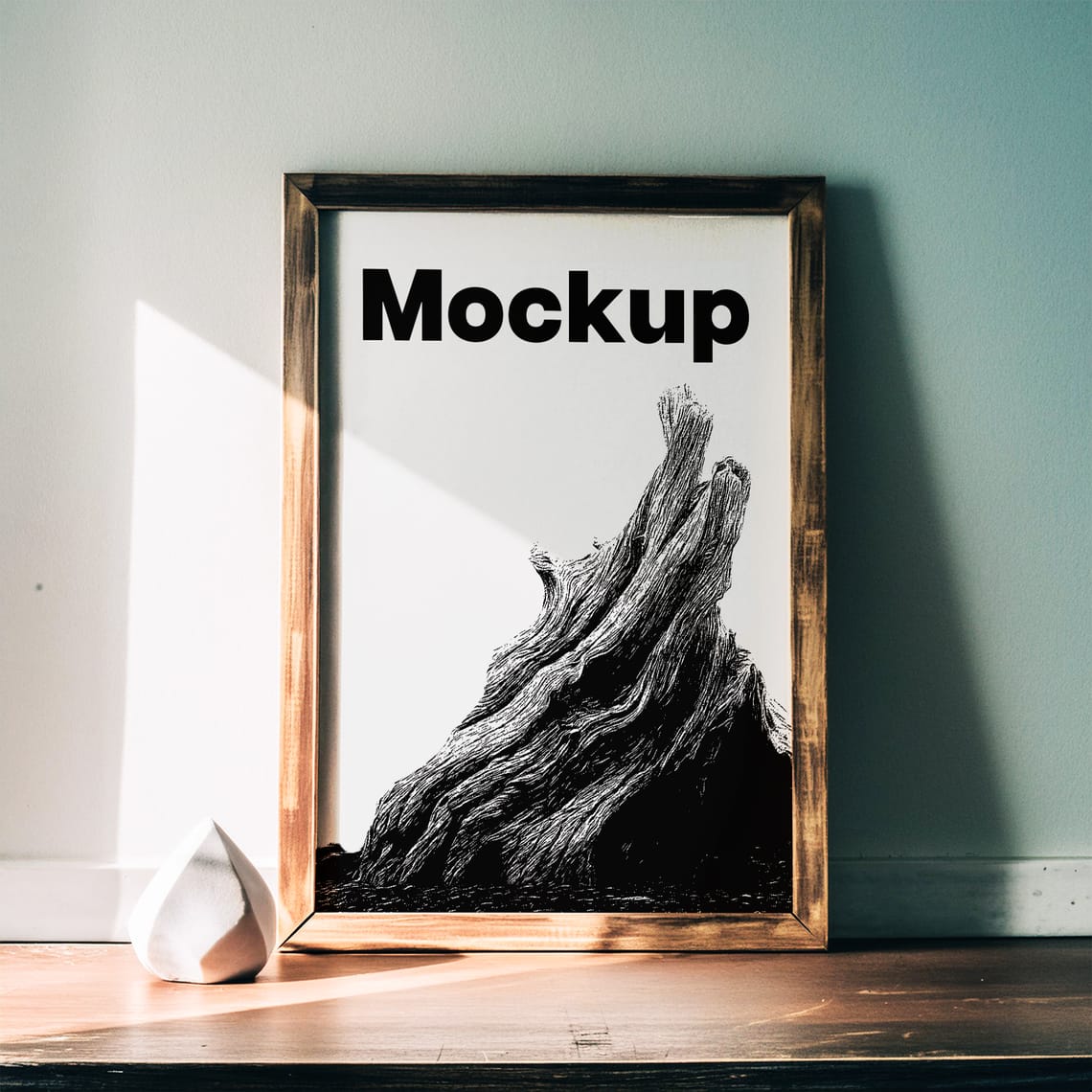 Photoshop Stand Wood Frame Mockup