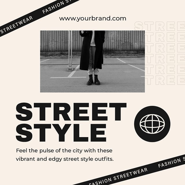 Photoshop Street Style Cream Black Fashion Instagram Post