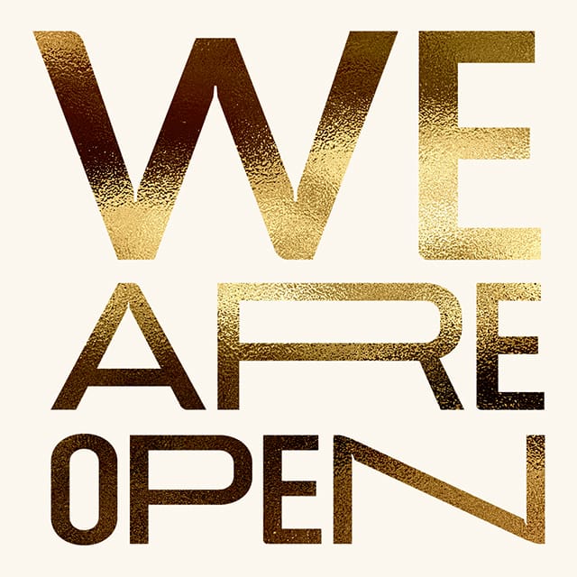 Photoshop We Are Open Gold Instagram Post