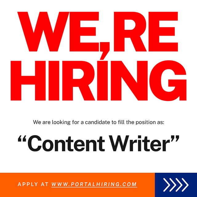 Photoshop We're Hiring Content Writer Instagram Post