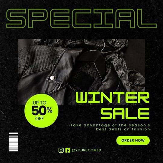 Canva Winter Sale Chespe Neon Instagram Post