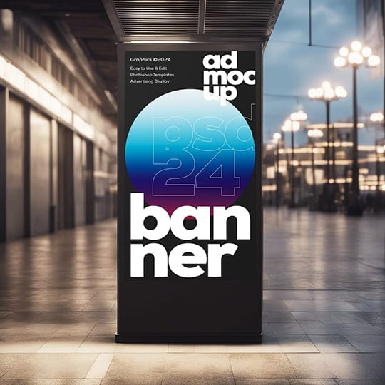 Photoshop Advertising Vertical Urban Banner Mockup