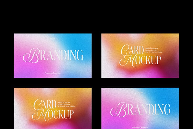 Photoshop An Array of Gradient Branding Card Mockup