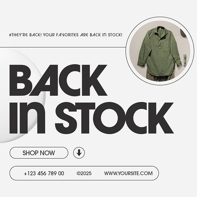 Photoshop Back In Stock Fashion Instagram Post