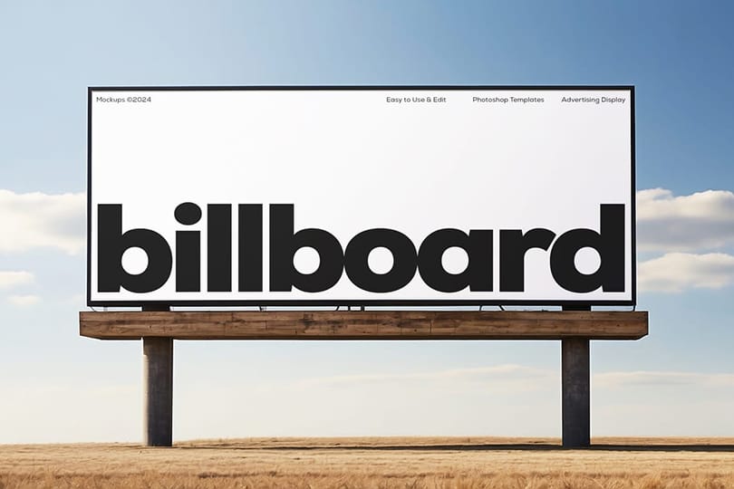 Photoshop Big Billboard Mockup on Desert