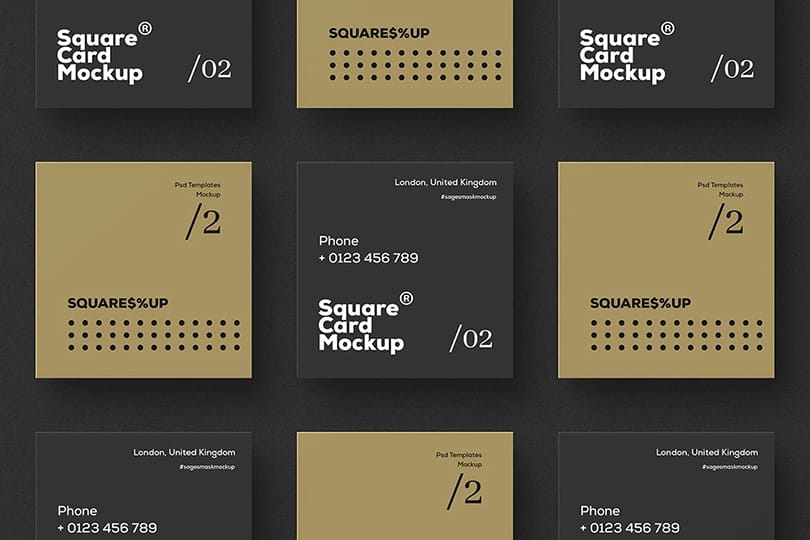 Photoshop Black Square Card Mockup Scenes