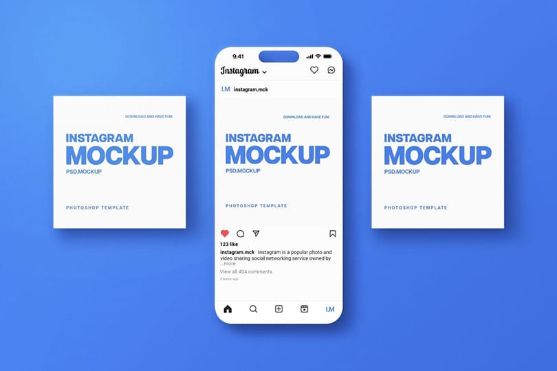 Photoshop Blue Instagram Mockup