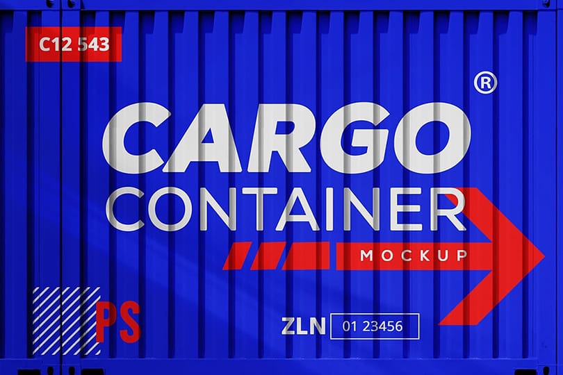 Photoshop Bold Blue Cargo Container Mockup