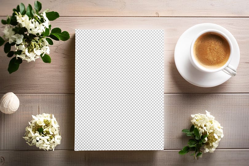 PNG Book Mockup on Wooden Desk