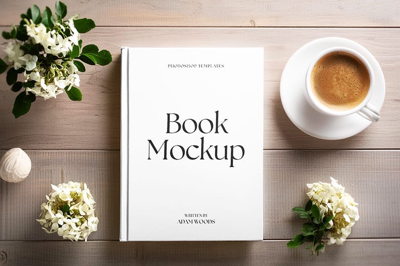 Photoshop Book Mockup on Wooden Desk