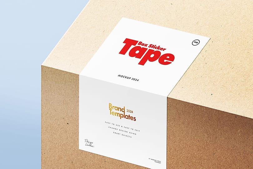 Photoshop Brand Craft Box Sticker Tape Mockup