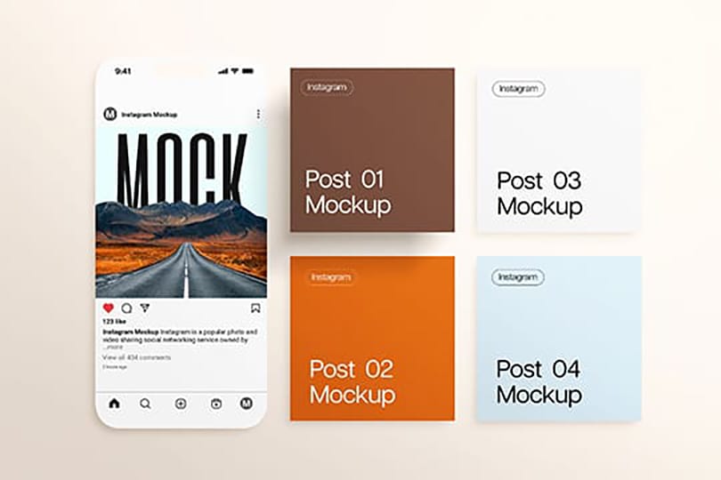 Photoshop Brand Instagram Post Mockup On Linen Background