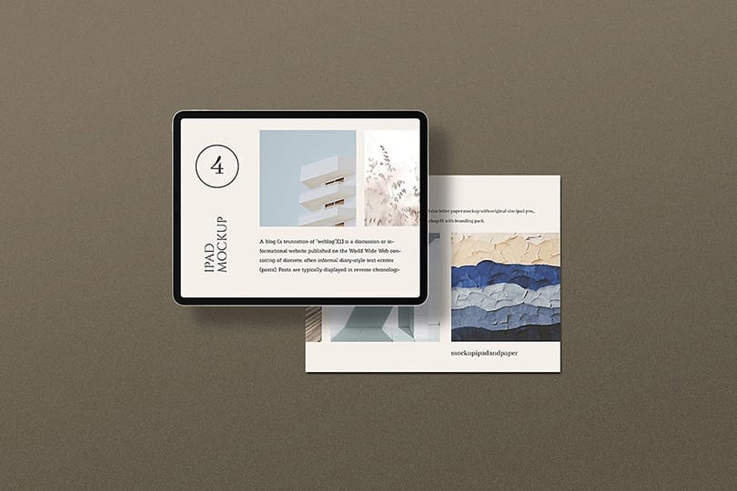 Photoshop Brand iPad Mockup Scene on Dim Gray Color