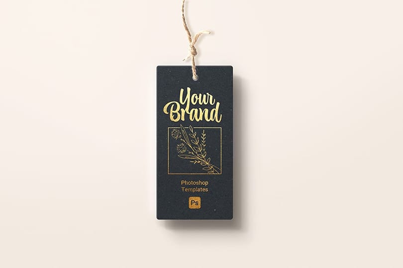 Photoshop Branding Gold Black Tag Mockup