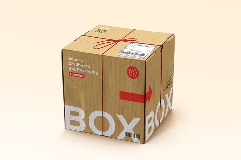 Photoshop Branding Square Cardboard Box Mockup