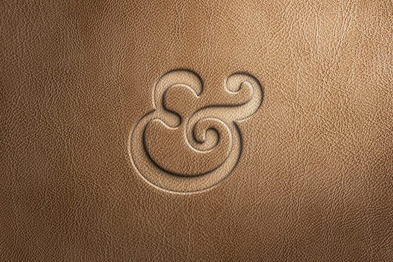 Photoshop Brown Leather Deboss Logo Mockup