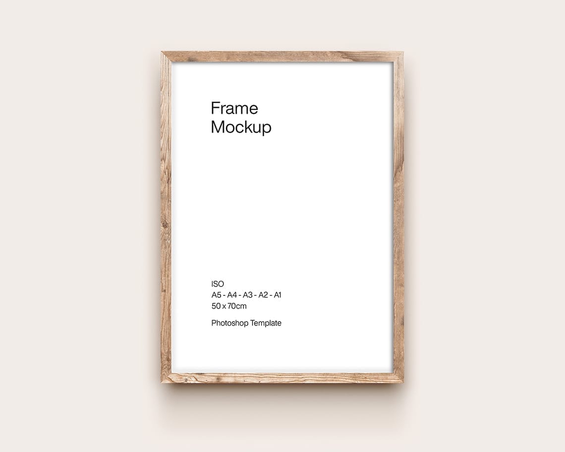 Photoshop Brown Wooden ISO Frame Mockup with Isabelline Color