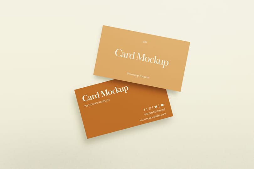 Photoshop Brownie Stacked Business Card Mockup