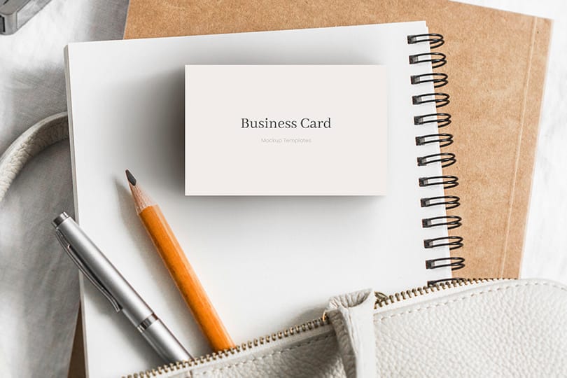 Photoshop Business Card  Mockup on Diary