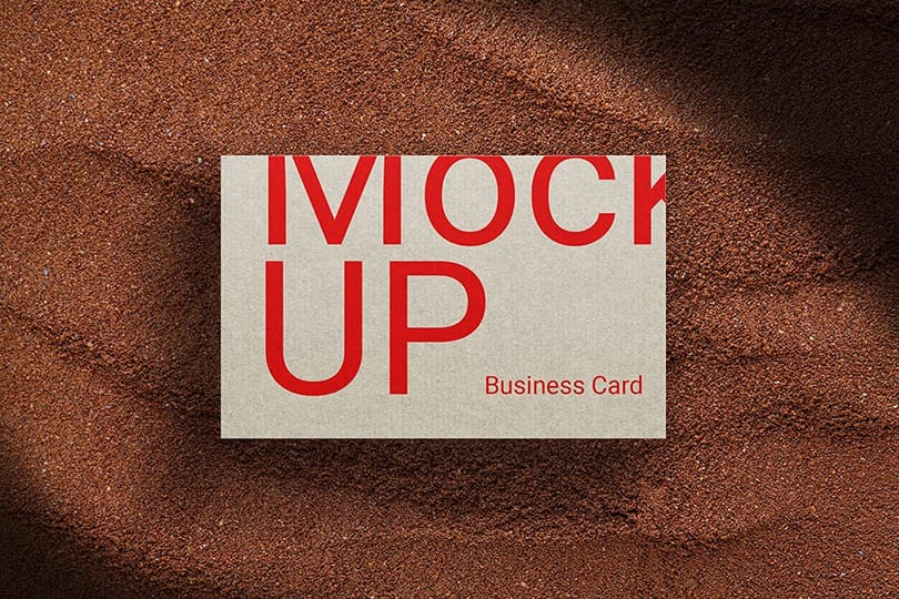 Photoshop Business Card Mockup on Brown Sand Texture