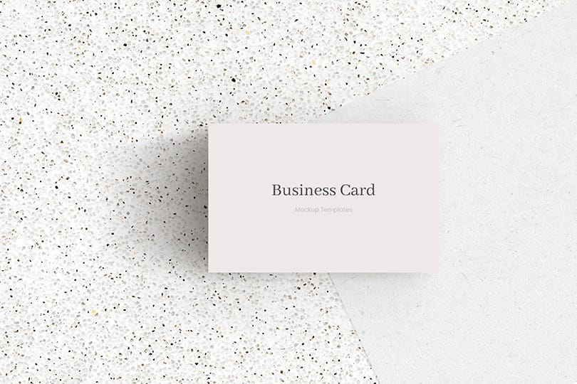 Photoshop Business Card Mockup on Speckled Marble Background