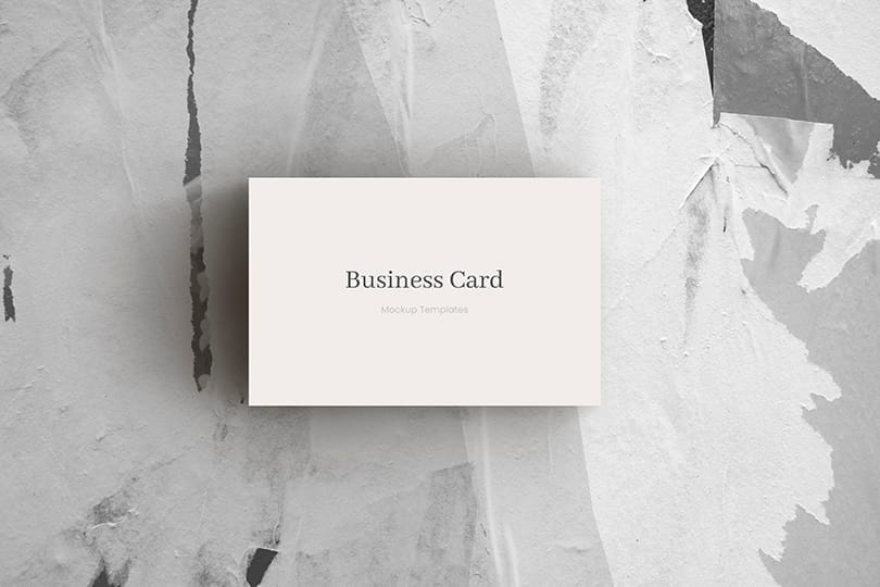 Photoshop Business Card Mockup on Torn Paper Wall