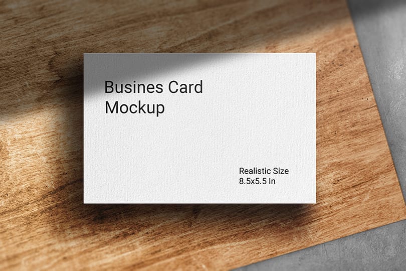 Photoshop Business Card Mockup on Wood Board