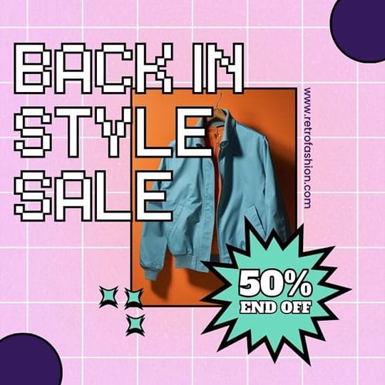 Canva Back In Style Sale Gradient Retro Instagram Post