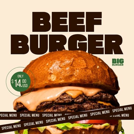 Canva Beef Burger Big Burger Instagram Post