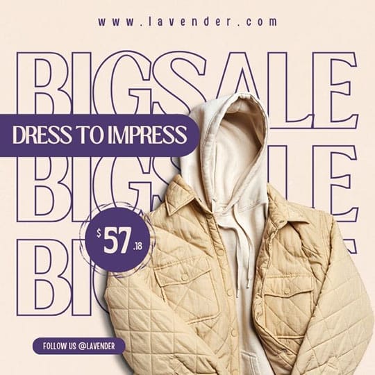 Canva Big Sale Dress To Impress Lavender Instagram Post