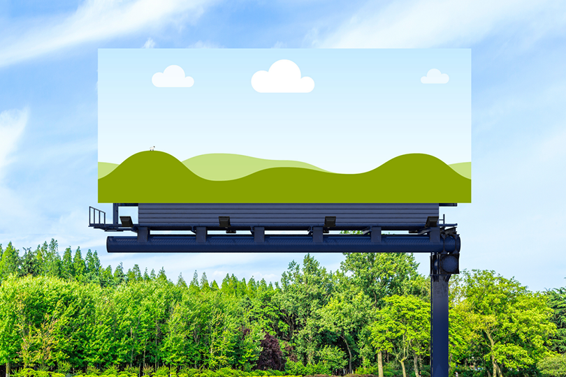 Canva Billboard Mockup on Woods